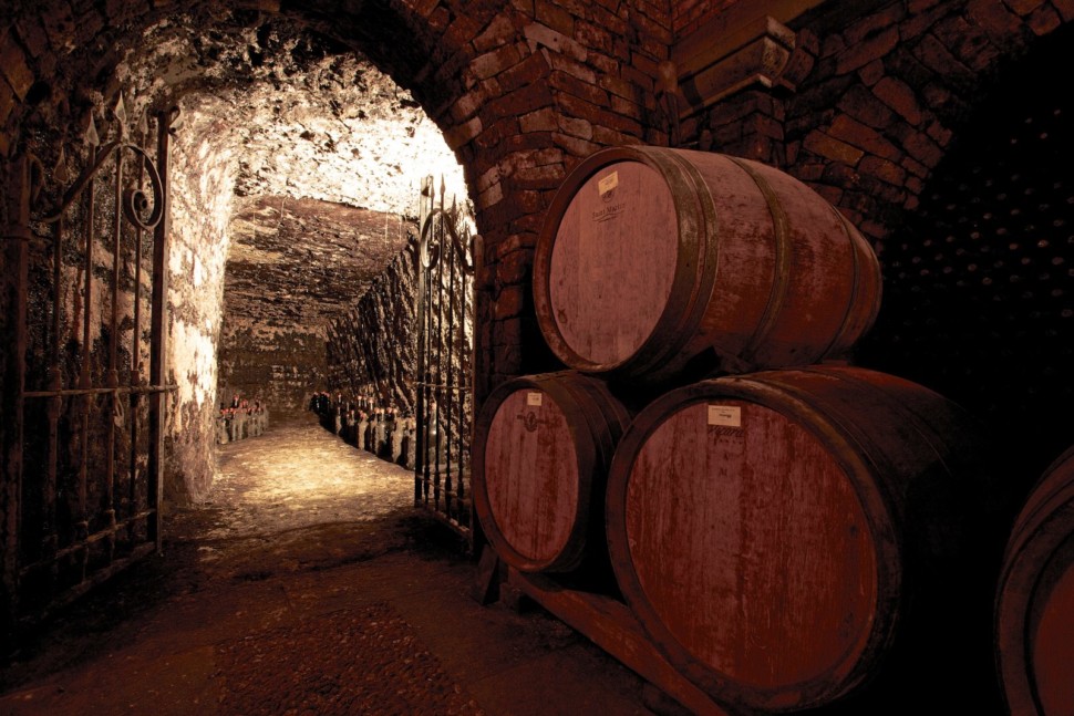 historic wine cellars at a winery in Italy